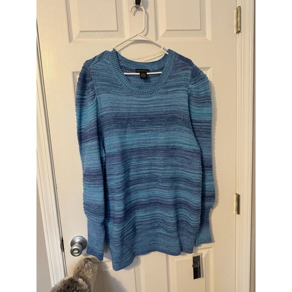NWT Design 365 Blue Ombre Midweight Knit Sweater Top Sz: 1X - Picture 1 of 4
